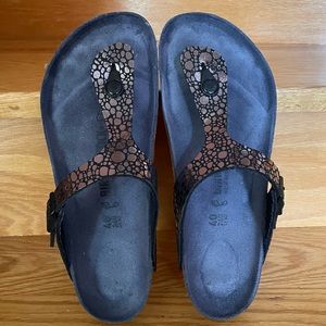 Birkenstock Gizeh Metallic Stone Black Sandals